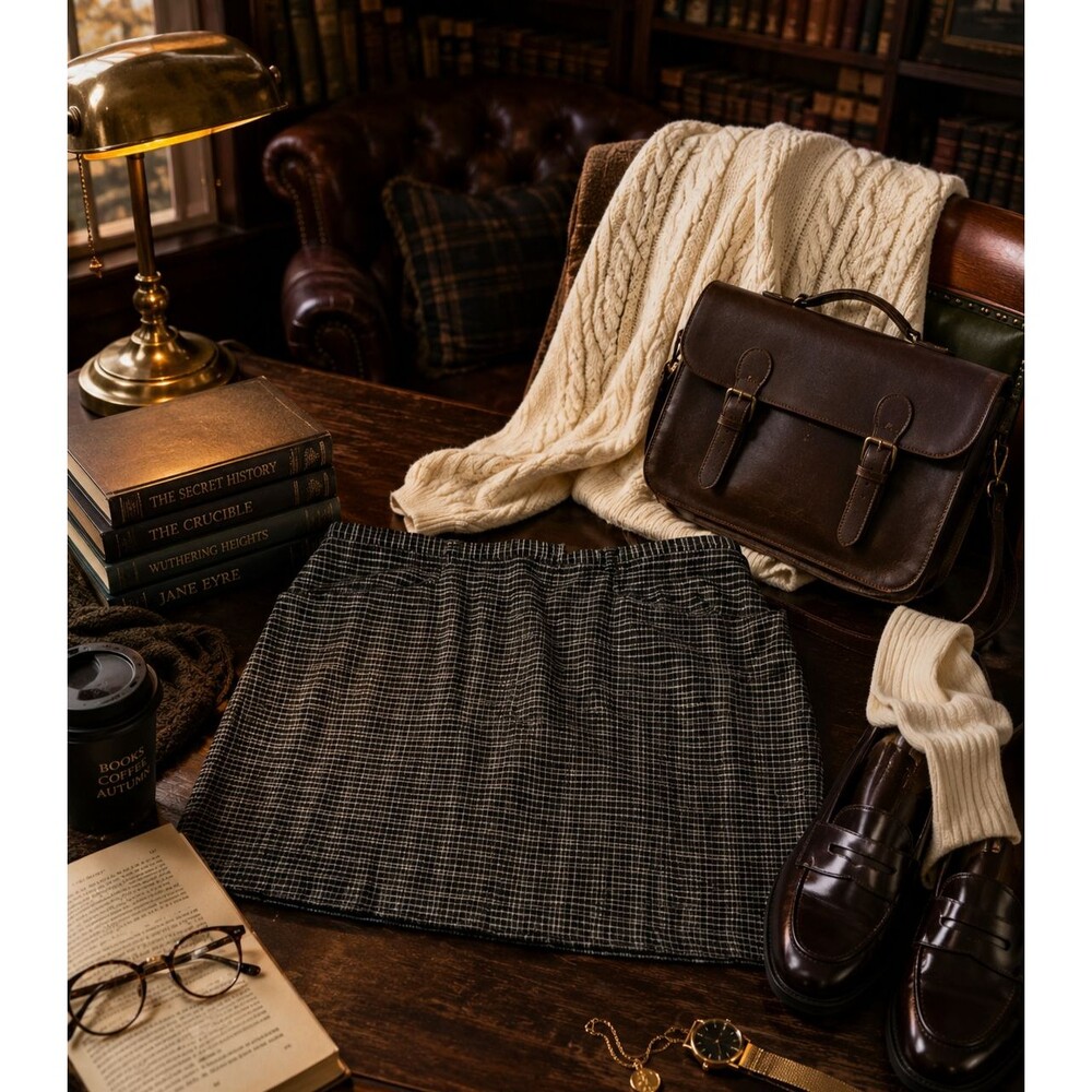 Y2K Plaid Mini Skirt Women 12 Black Gray Dark Academia Schoolcore Classic Preppy - Picture 2 of 11